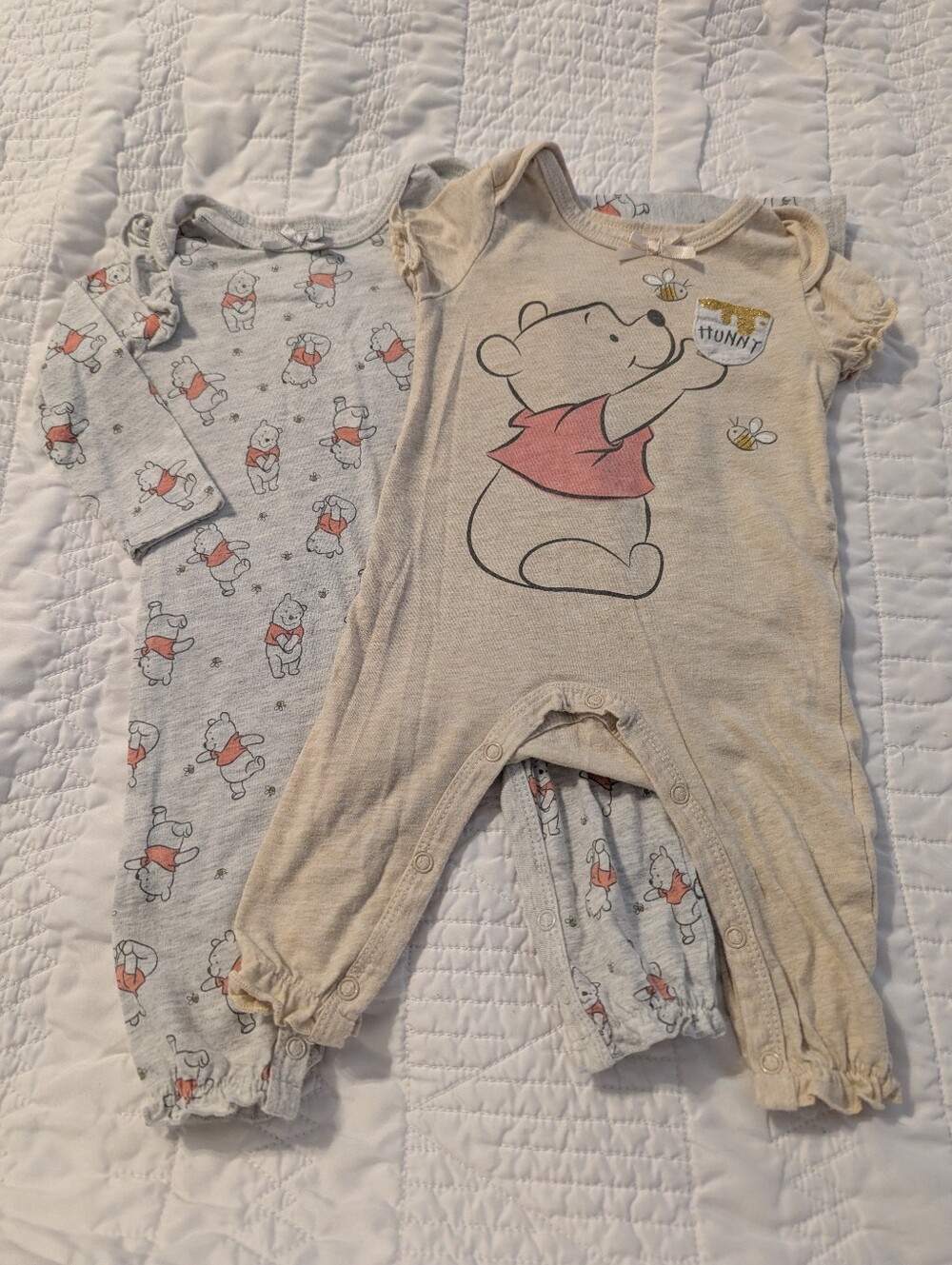 Lot of 2 Disney One Piece Romper Winnie the Pooh Baby Size 3/6 Months